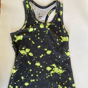 Nike Women's Black and Yellow Splatter Tank Top